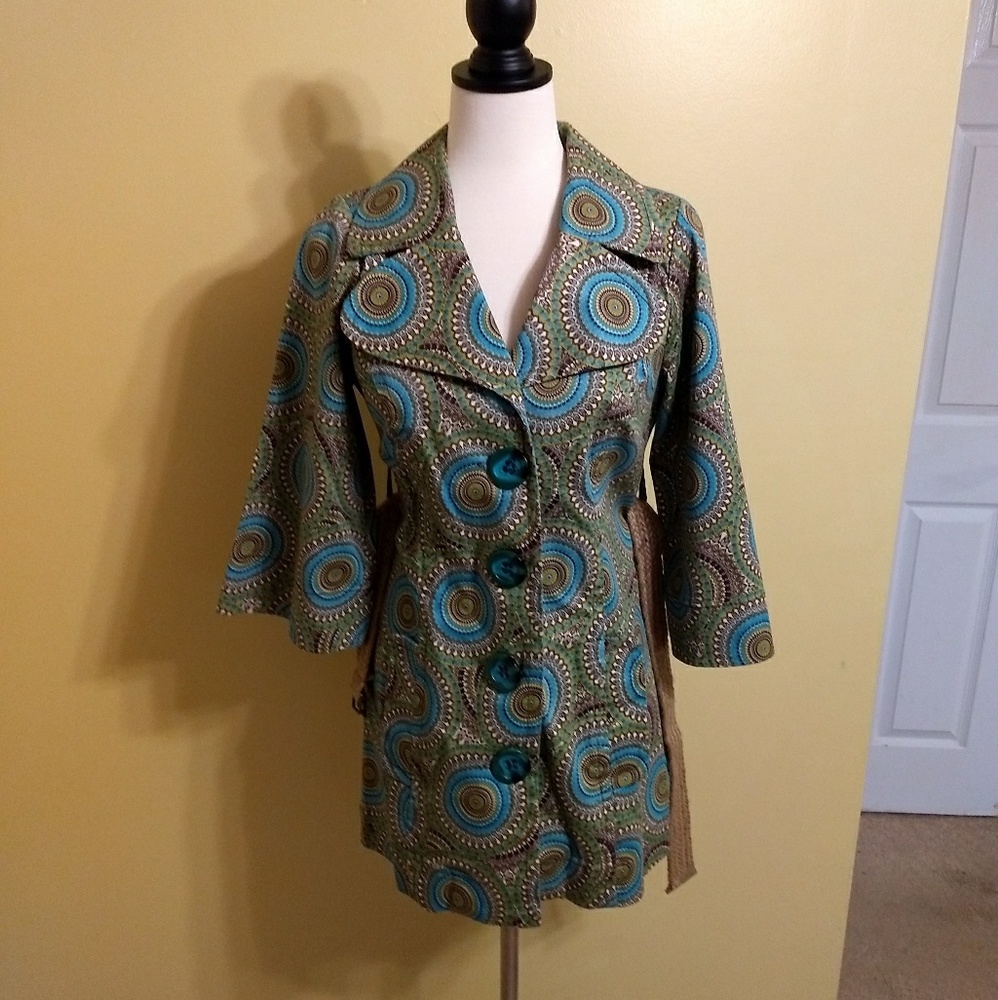 Ivy Jane Anthropologie Bohemian Style belted pea coat sz XS *T - Picture 5 of 8
